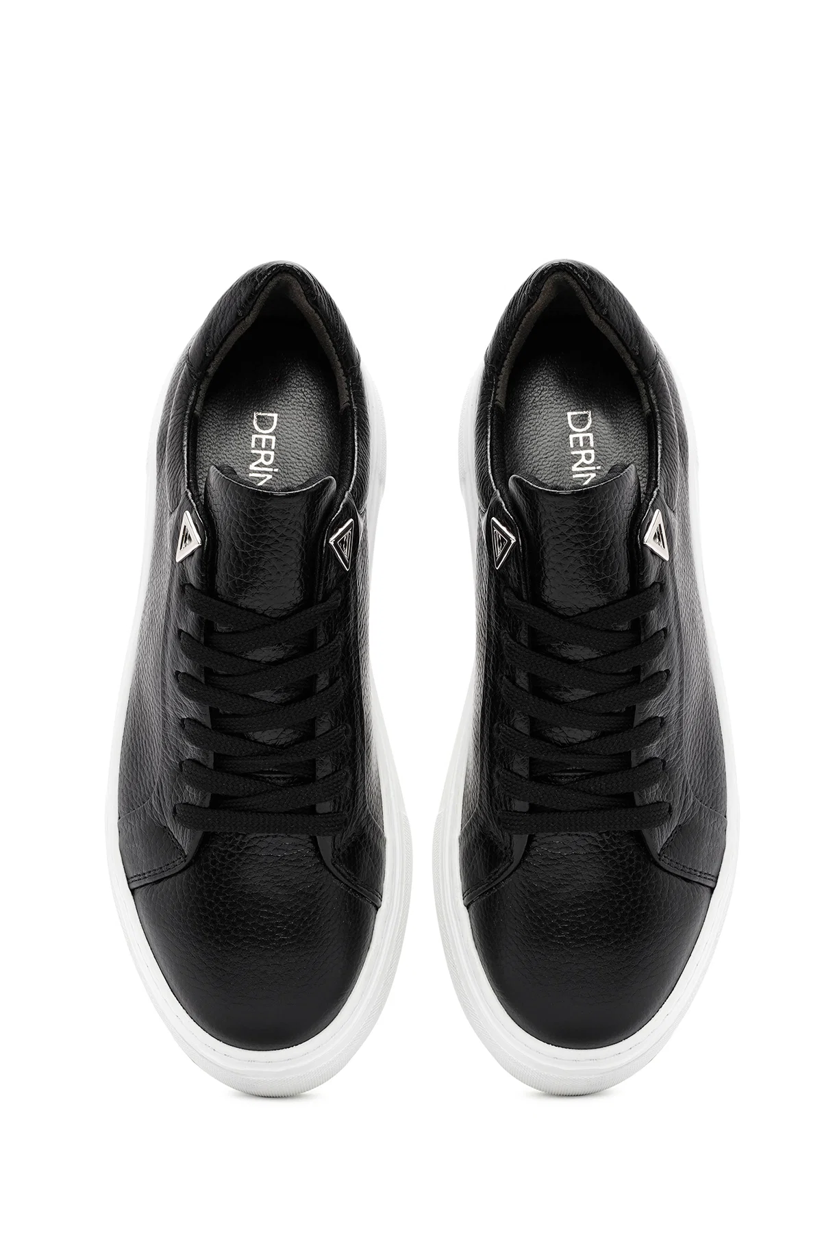 Kadın Siyah Bağcıklı Kalın Tabanlı Deri Sneaker - Image 7