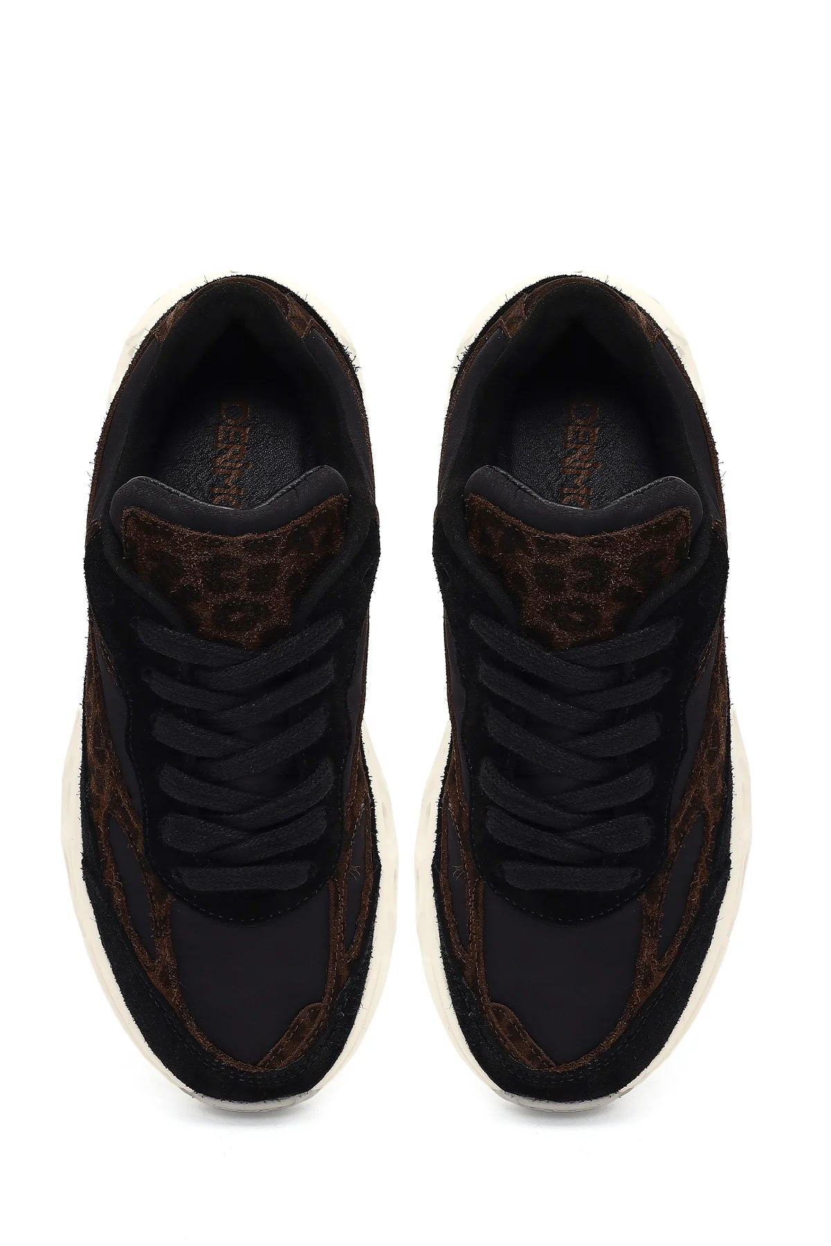 Kadın Siyah Bağcıklı Kalın Tabanlı Deri Sneaker - Image 7