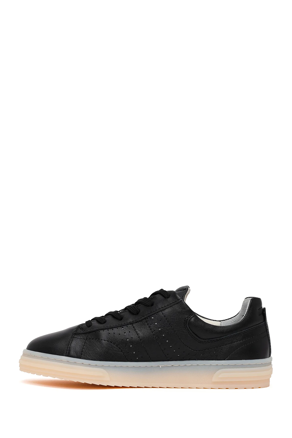 Kadın Siyah Bağcıklı Kalın Tabanlı Deri Sneaker - Image 3