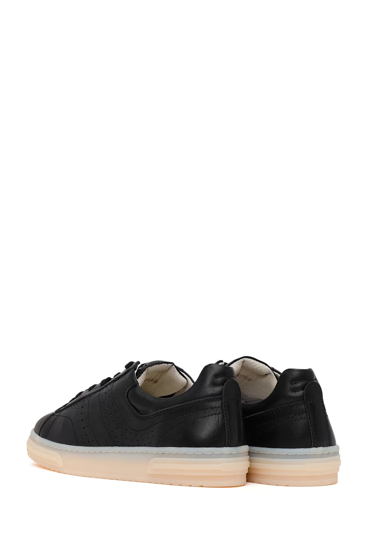 Kadın Siyah Bağcıklı Kalın Tabanlı Deri Sneaker - Image 6