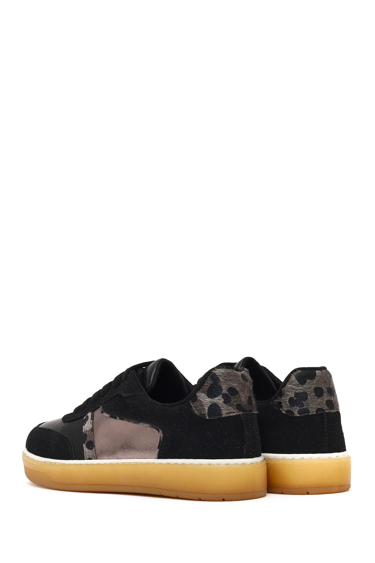 Kadın Siyah Bağcıklı Kalın Tabanlı Desenli Sneaker - Image 5
