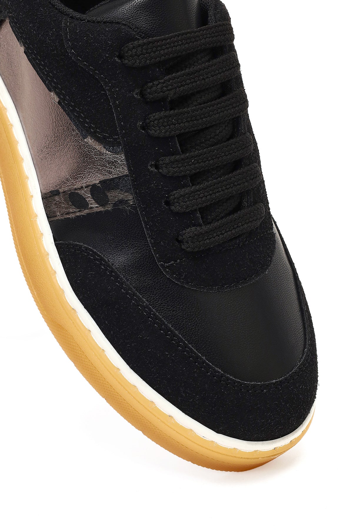 Kadın Siyah Bağcıklı Kalın Tabanlı Desenli Sneaker - Image 9