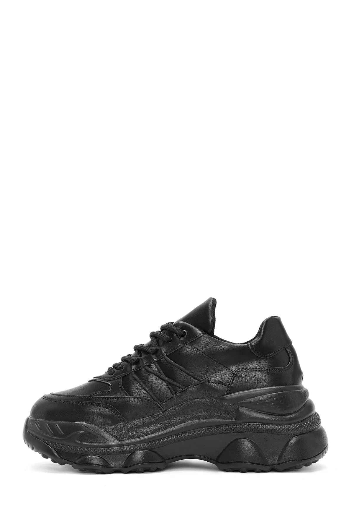 Kadın Siyah Bağcıklı Kalın Tabanlı Sneaker - Image 2