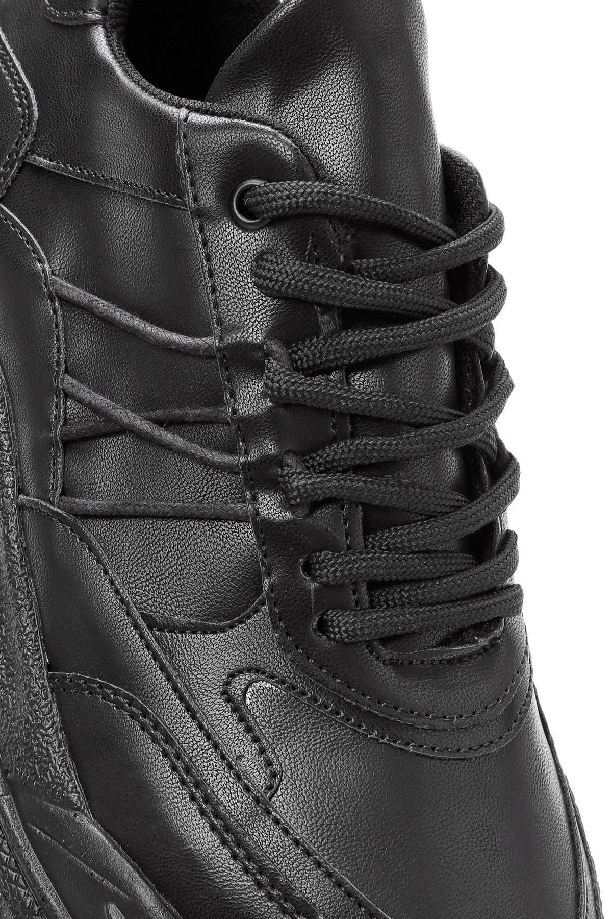 Kadın Siyah Bağcıklı Kalın Tabanlı Sneaker - Image 9