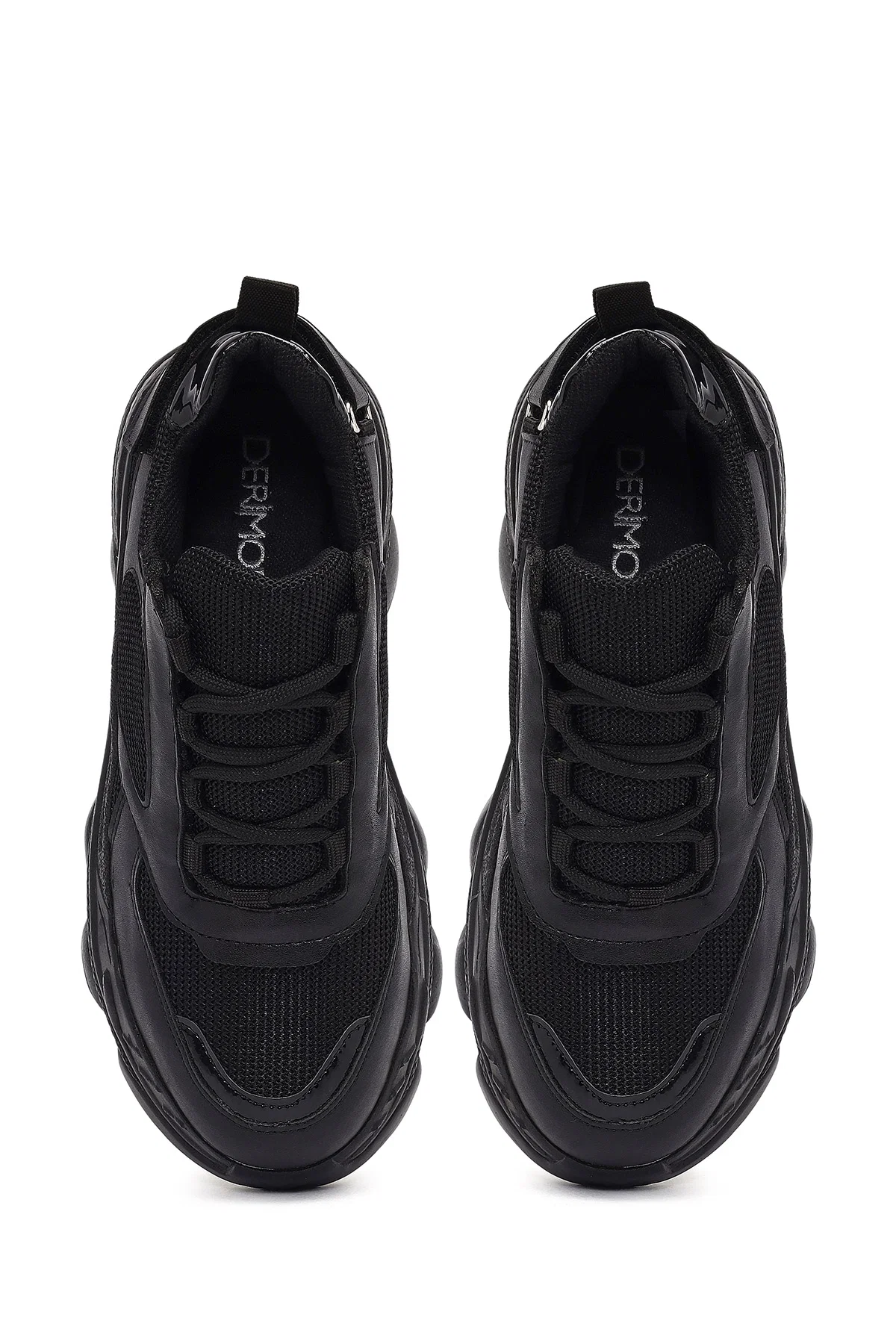 Kadın Siyah Bağcıklı Kalın Tabanlı Sneaker - Image 7