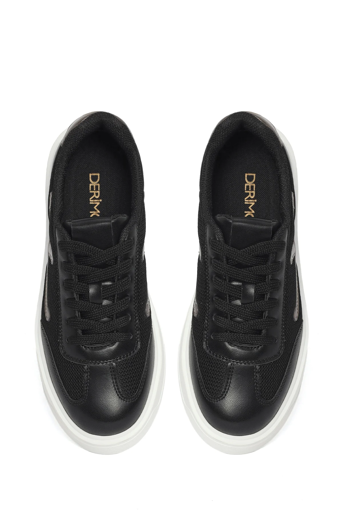 Kadın Siyah Bağcıklı Kalın Tabanlı Sneaker - Image 4