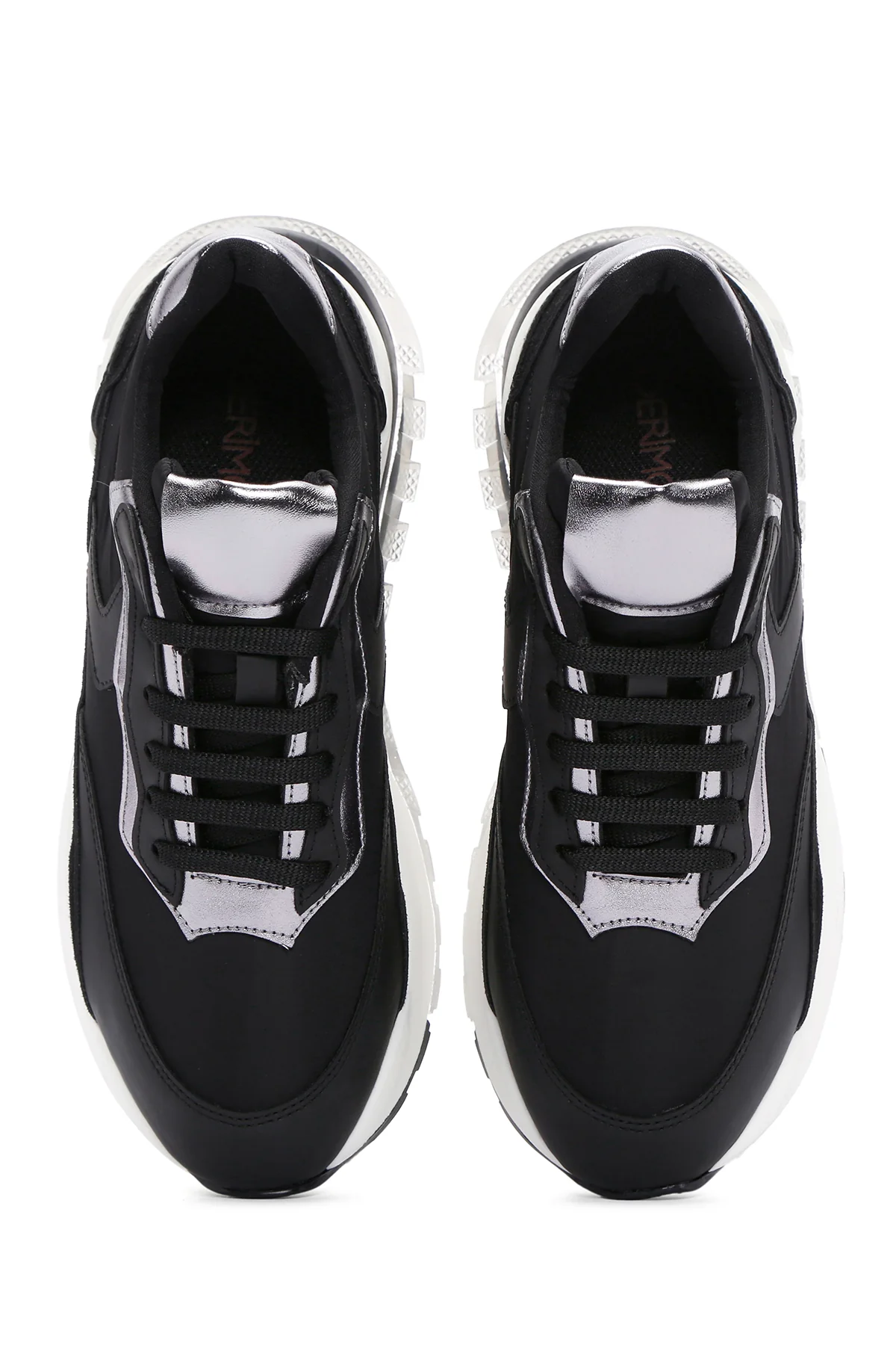 Kadın Siyah Bağcıklı Kalın Tabanlı Spor Sneaker - Image 7