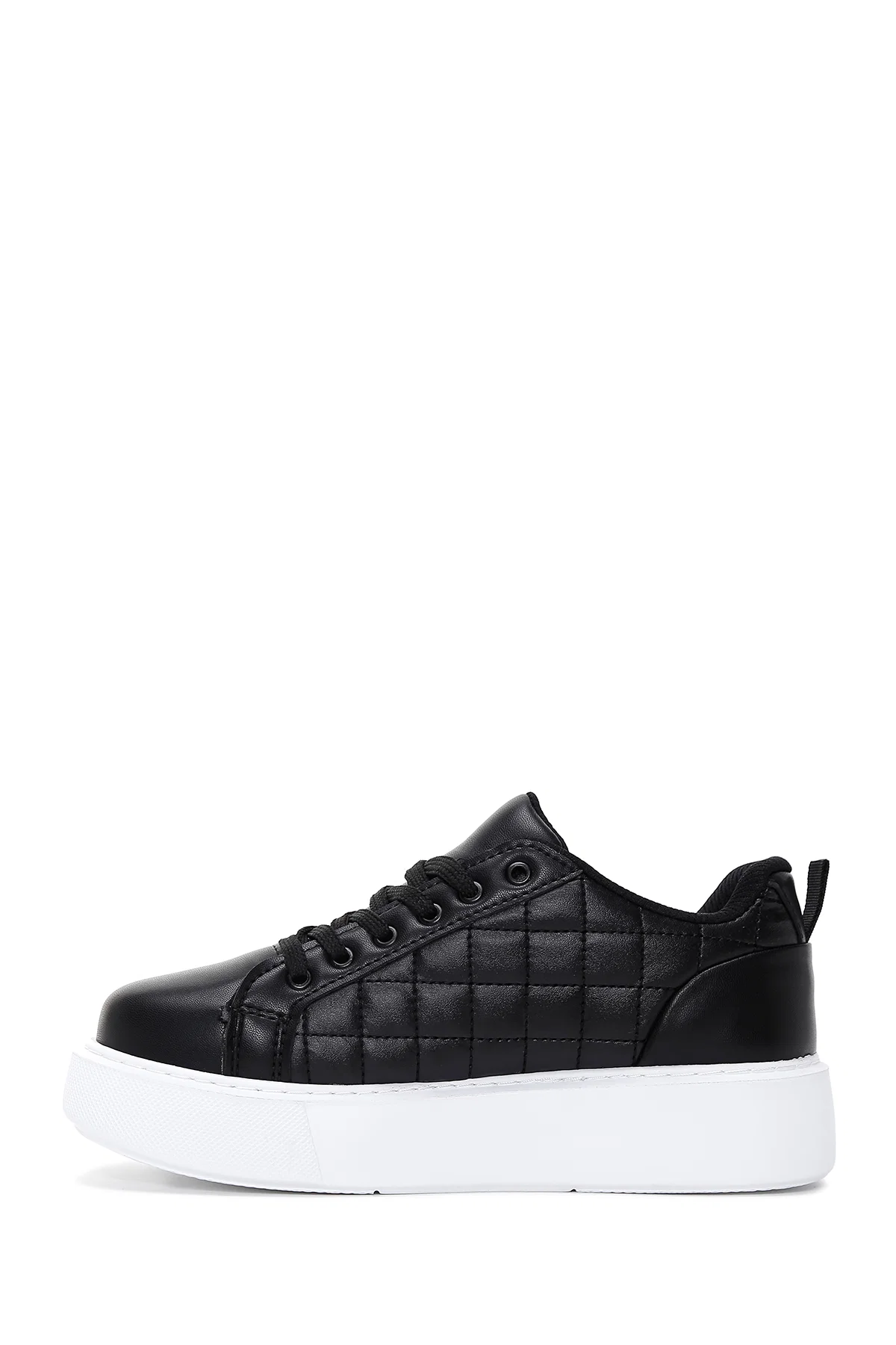 Kadın Siyah Bağcıklı Kapitone Sneaker - Image 2