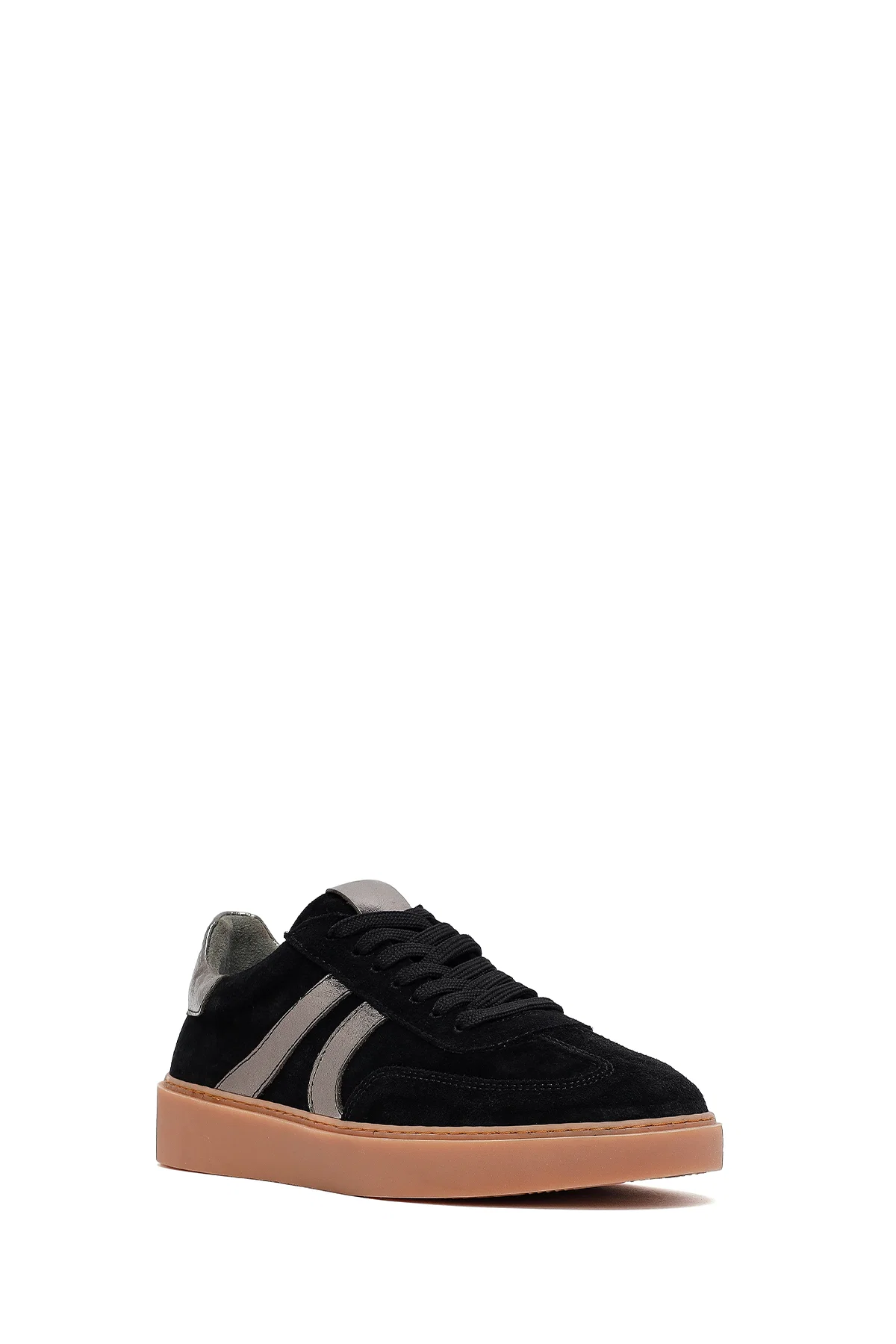 Kadın Siyah Bağcıklı Süet Deri Sneaker - Image 6