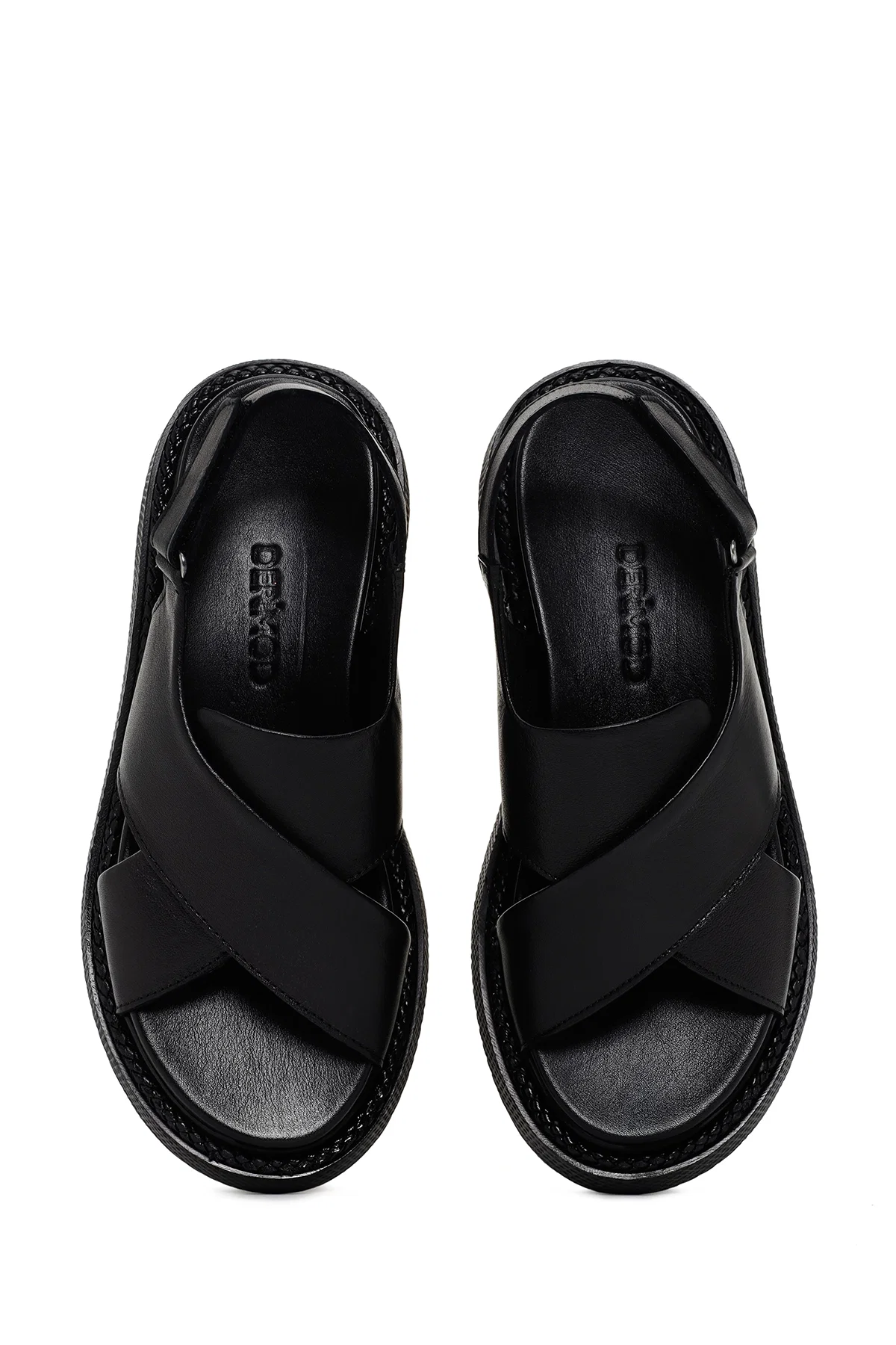Kadın Siyah Bantlı Deri Comfort Sandalet - Image 7