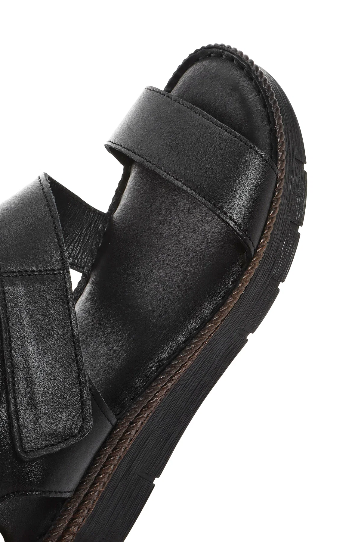 Kadın Siyah Bantlı Deri Comfort Sandalet - Image 10