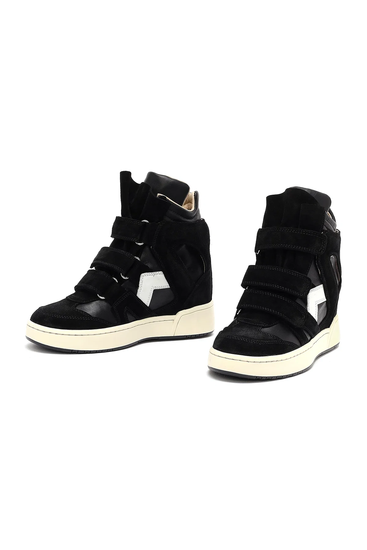 Kadın Siyah Bantlı Dolgu Topuklu Deri Sneaker - Image 7