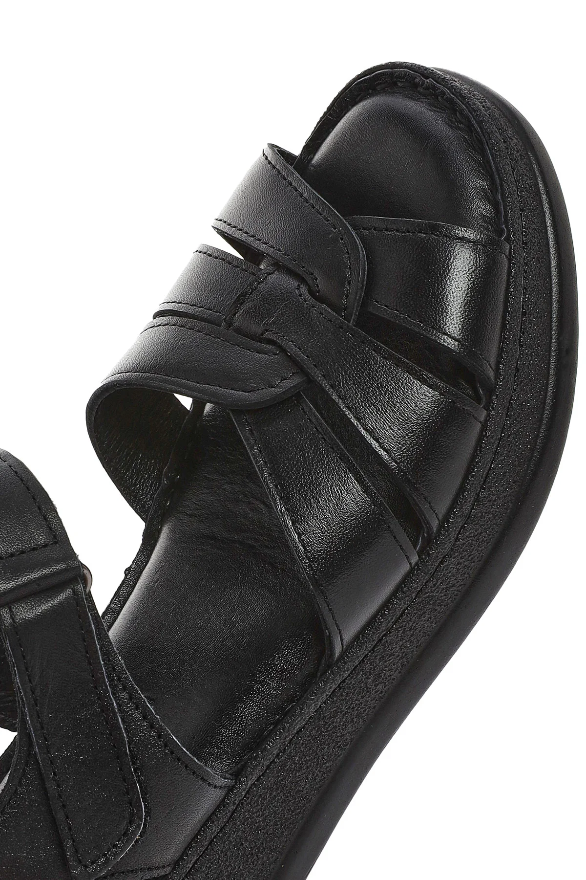 Kadın Siyah Bantlı Kalın Tabanlı Deri Comfort Sandalet - Image 8