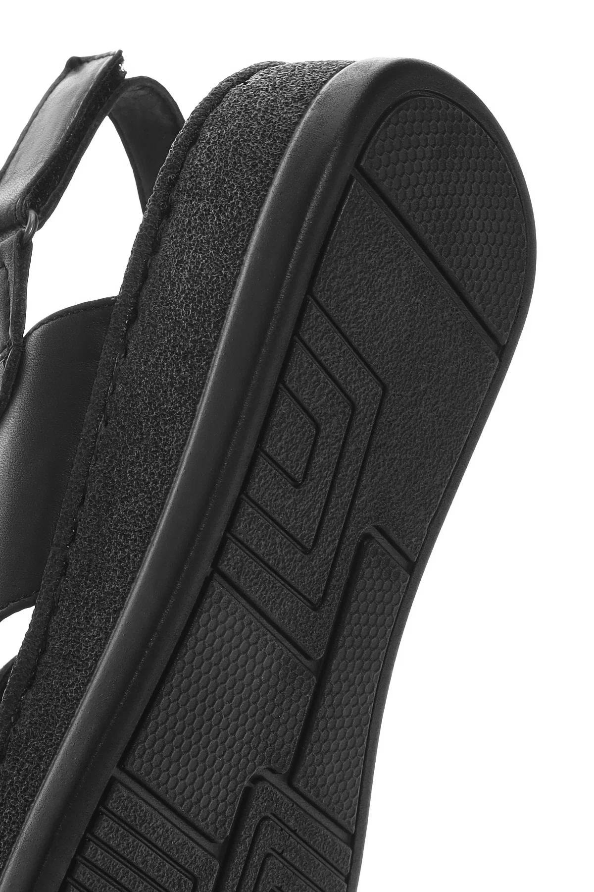 Kadın Siyah Bantlı Kalın Tabanlı Deri Comfort Sandalet - Image 8
