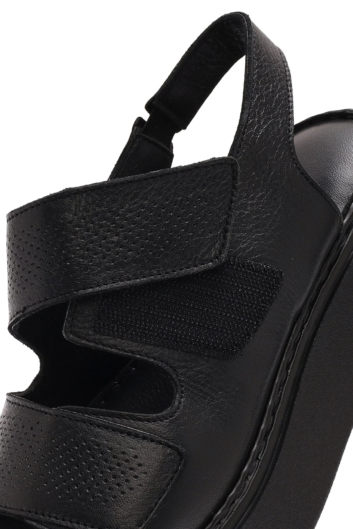 Kadın Siyah Bantlı Kalın Tabanlı Deri Comfort Sandalet - Image 8
