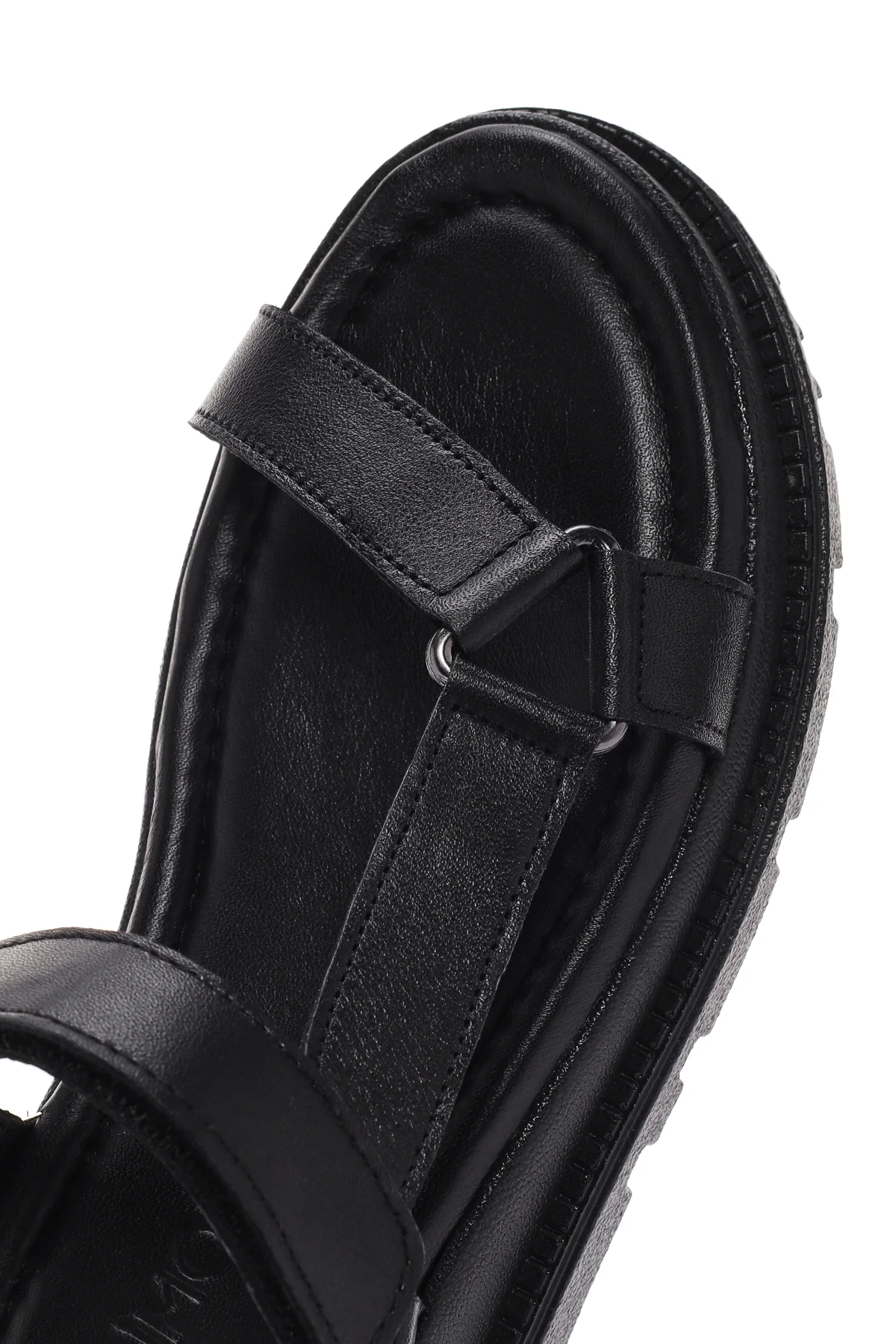 Kadın Siyah Bilekten Bantlı Deri Comfort Sandalet - Image 9
