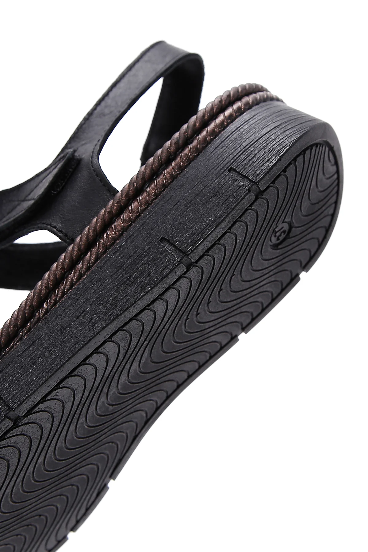 Kadın Siyah Bilekten Bantlı Deri Comfort Sandalet - Image 8
