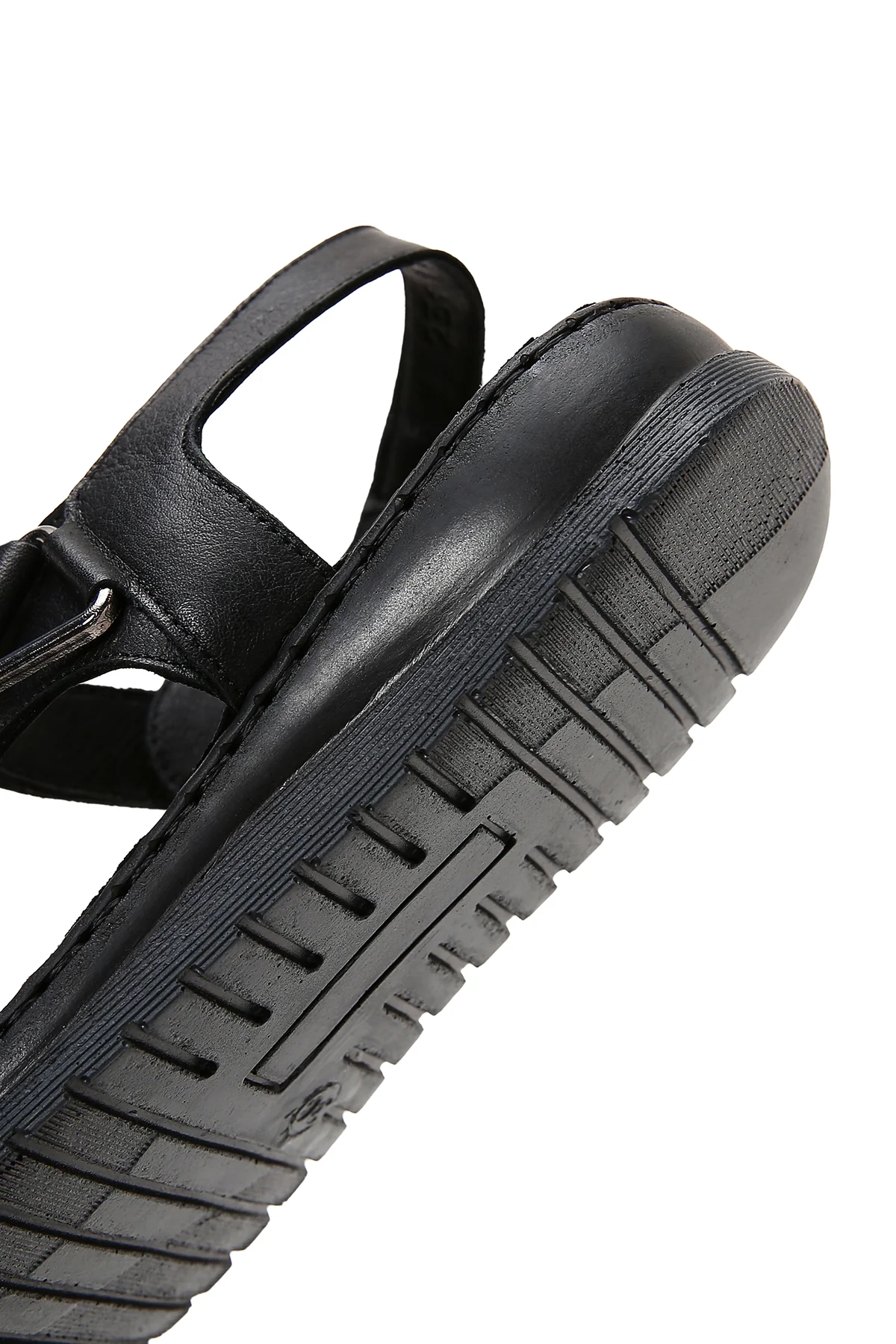 Kadın Siyah Bilekten Bantlı Deri Comfort Sandalet - Image 7