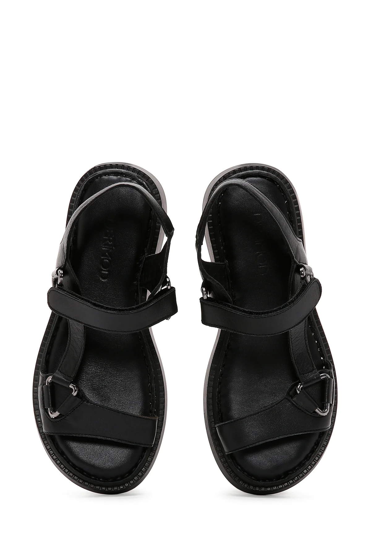 Kadın Siyah Bilekten Bantlı Deri Comfort Sandalet - Image 6