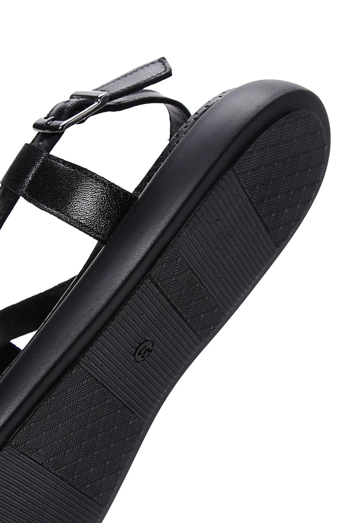 Kadın Siyah Bilekten Bantlı Deri Comfort Sandalet - Image 9