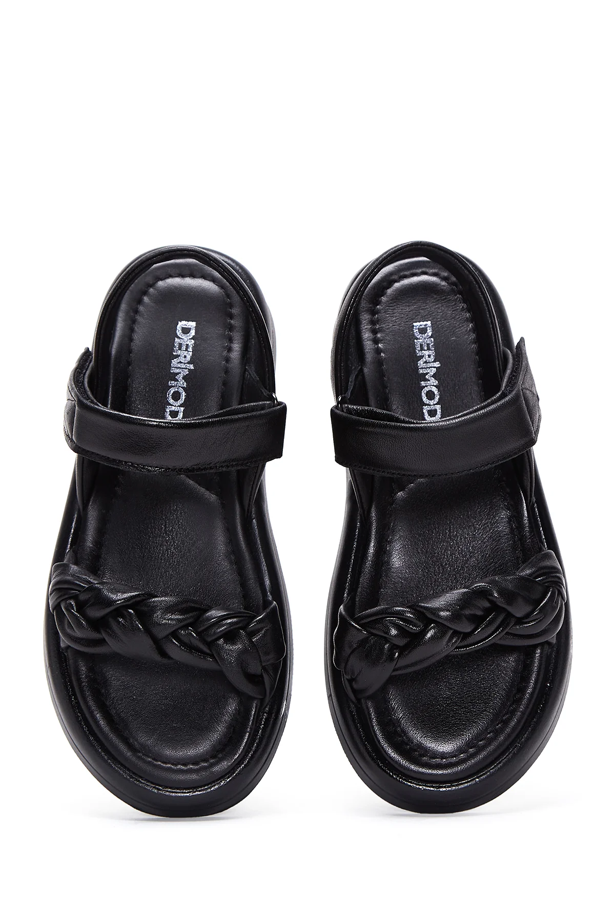 Kadın Siyah Bilekten Bantlı Deri Comfort Sandalet - Image 6