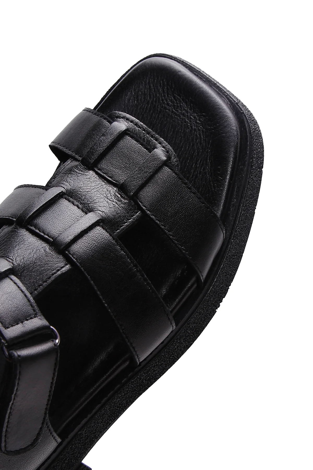 Kadın Siyah Bilekten Bantlı Deri Comfort Sandalet - Image 7
