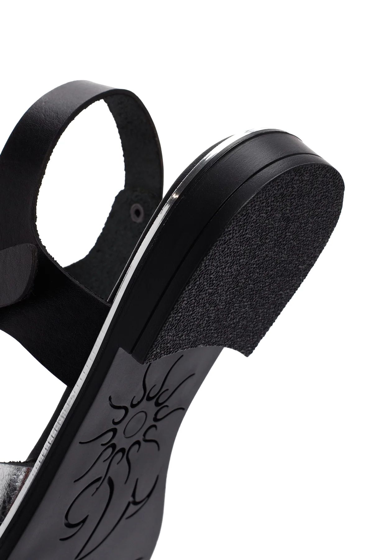 Kadın Siyah Bilekten Bantlı Deri Comfort Sandalet - Image 9