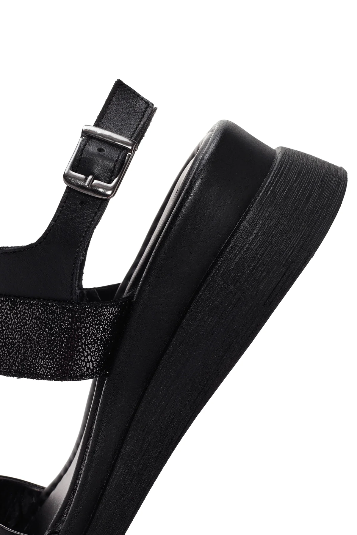 Kadın Siyah Bilekten Bantlı Deri Comfort Sandalet - Image 8