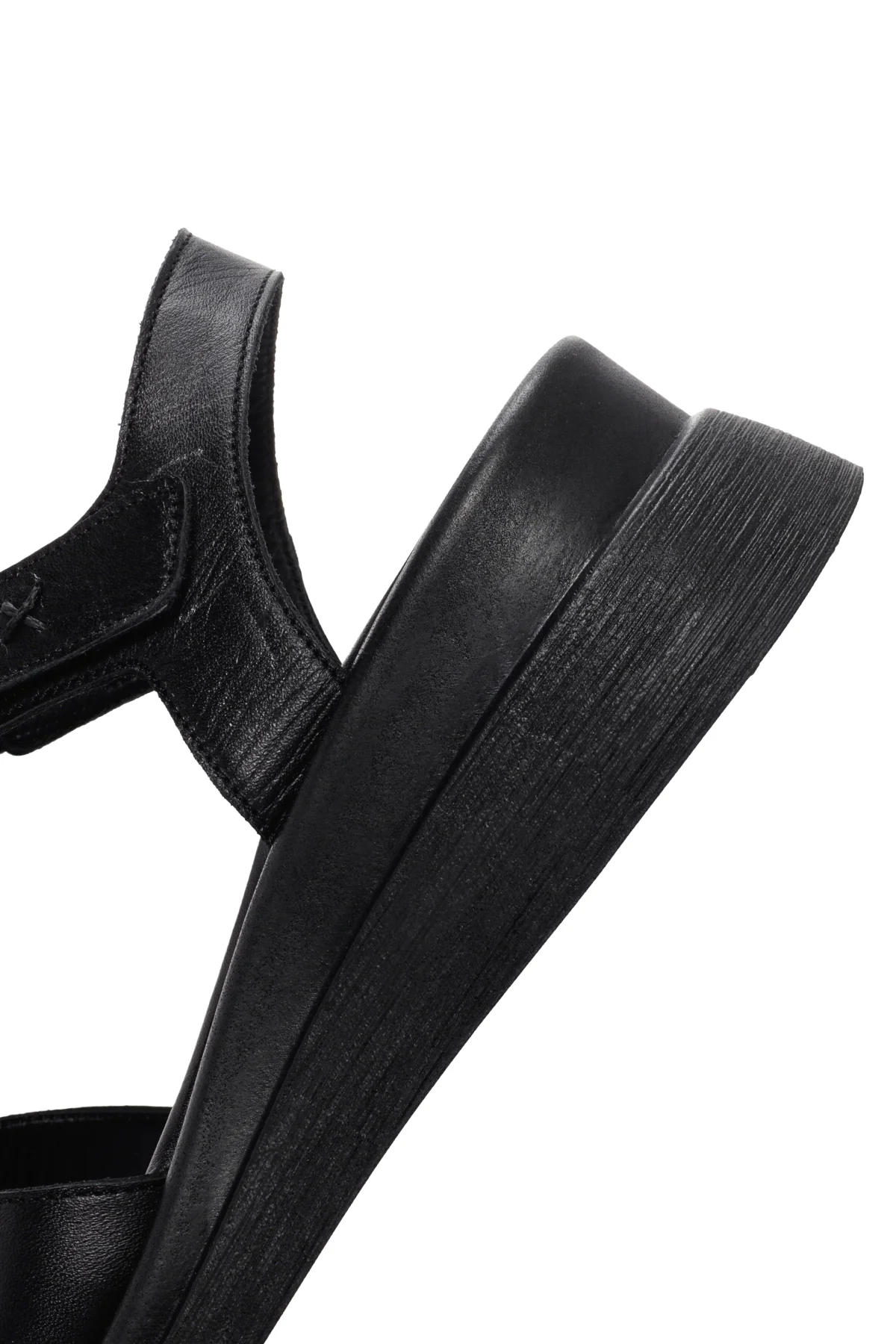 Kadın Siyah Bilekten Bantlı Deri Comfort Sandalet - Image 8