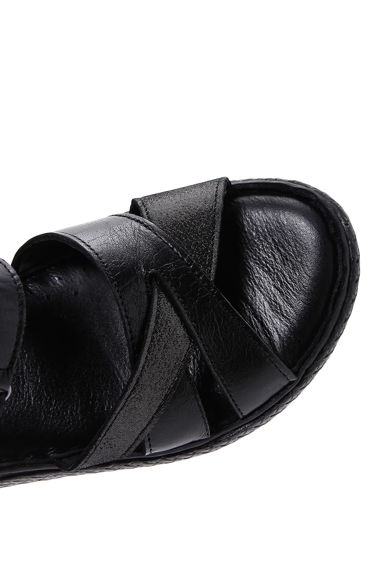 Kadın Siyah Bilekten Bantlı Deri Comfort Sandalet - Image 9