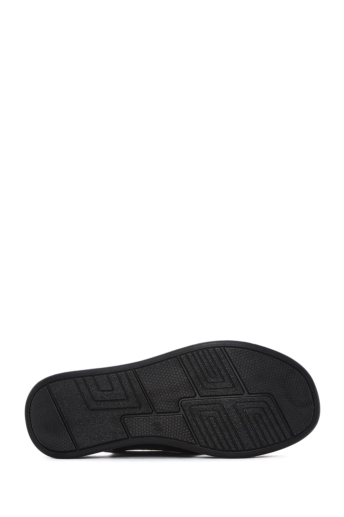 Kadın Siyah Bilekten Bantlı Kalın Tabanlı Deri Comfort Sandalet - Image 5