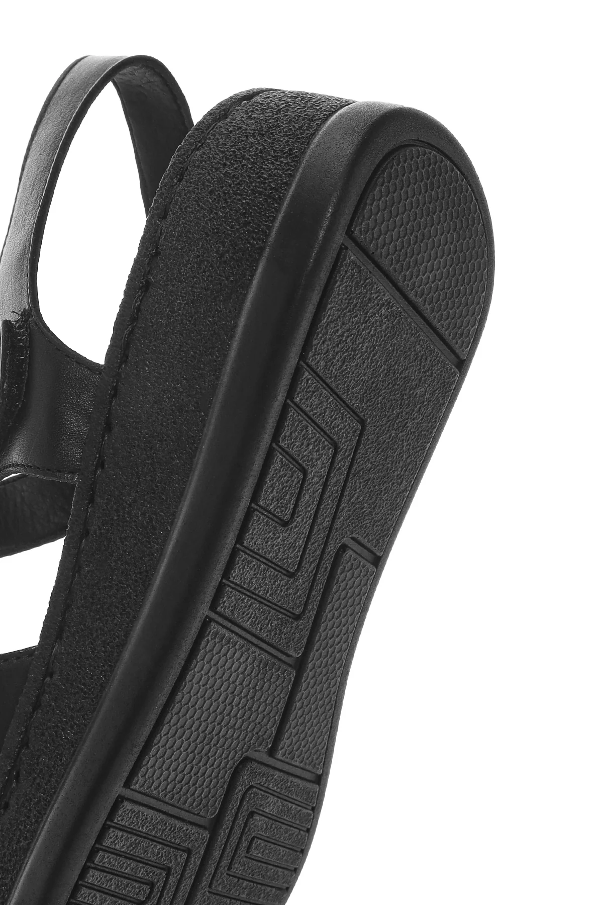 Kadın Siyah Bilekten Bantlı Kalın Tabanlı Deri Comfort Sandalet - Image 8