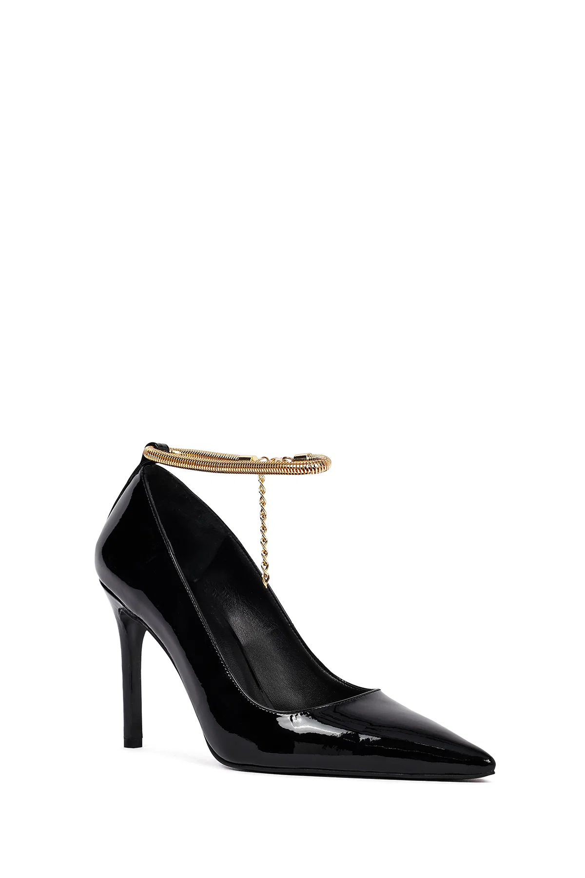 Kadın Siyah Bilekten Tokalı İnce Topuklu Rugan Deri Stiletto - Image 7