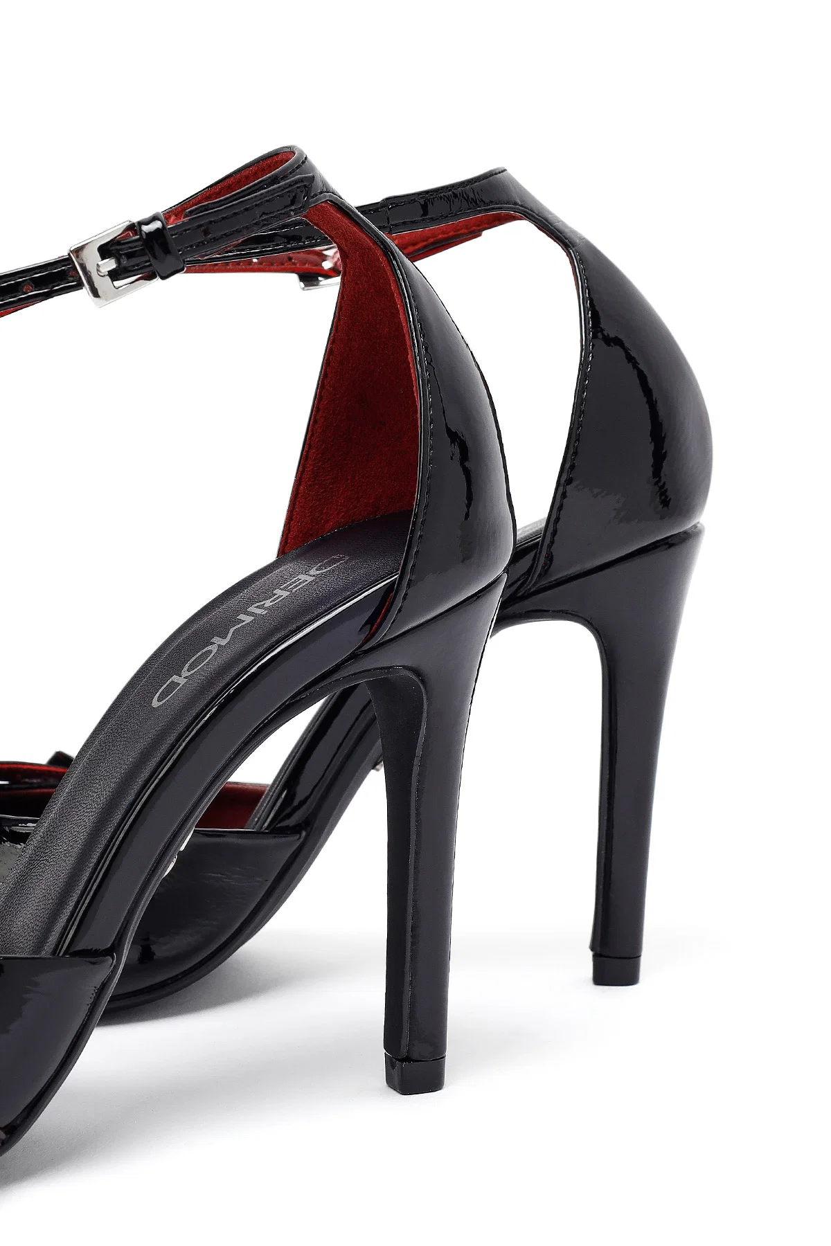 Kadın Siyah Bilekten Tokalı Yüksek İnce Topuklu Rugan Stiletto - Image 11
