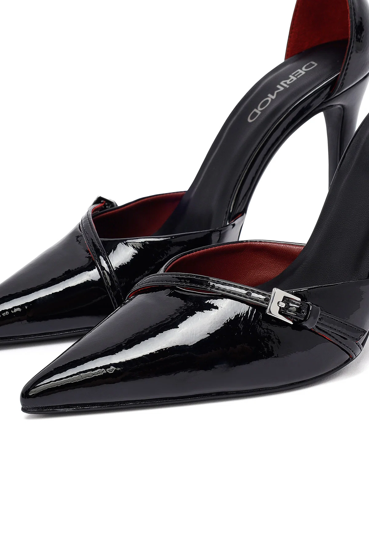 Kadın Siyah Bilekten Tokalı Yüksek İnce Topuklu Rugan Stiletto - Image 9