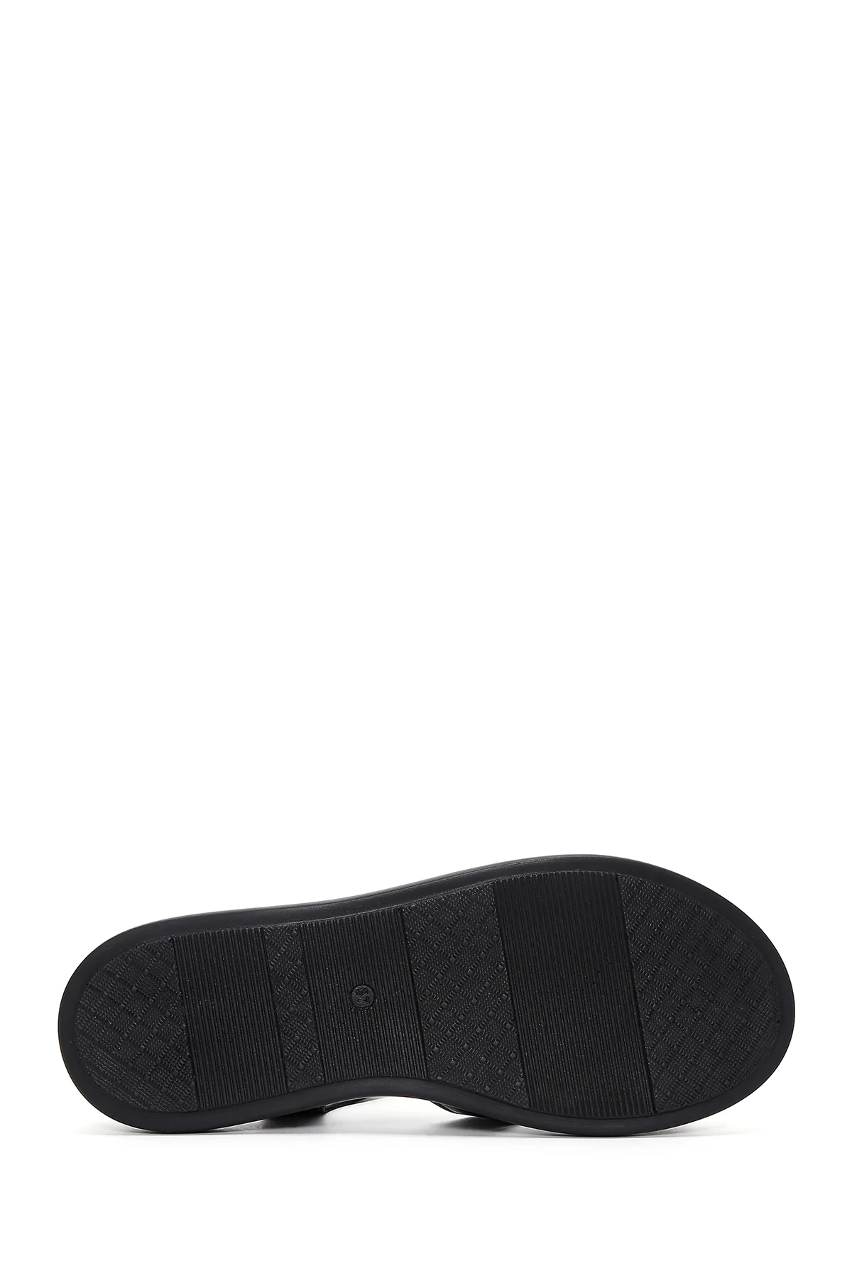 Kadın Siyah Çift Bantlı Deri Comfort Sandalet - Image 4