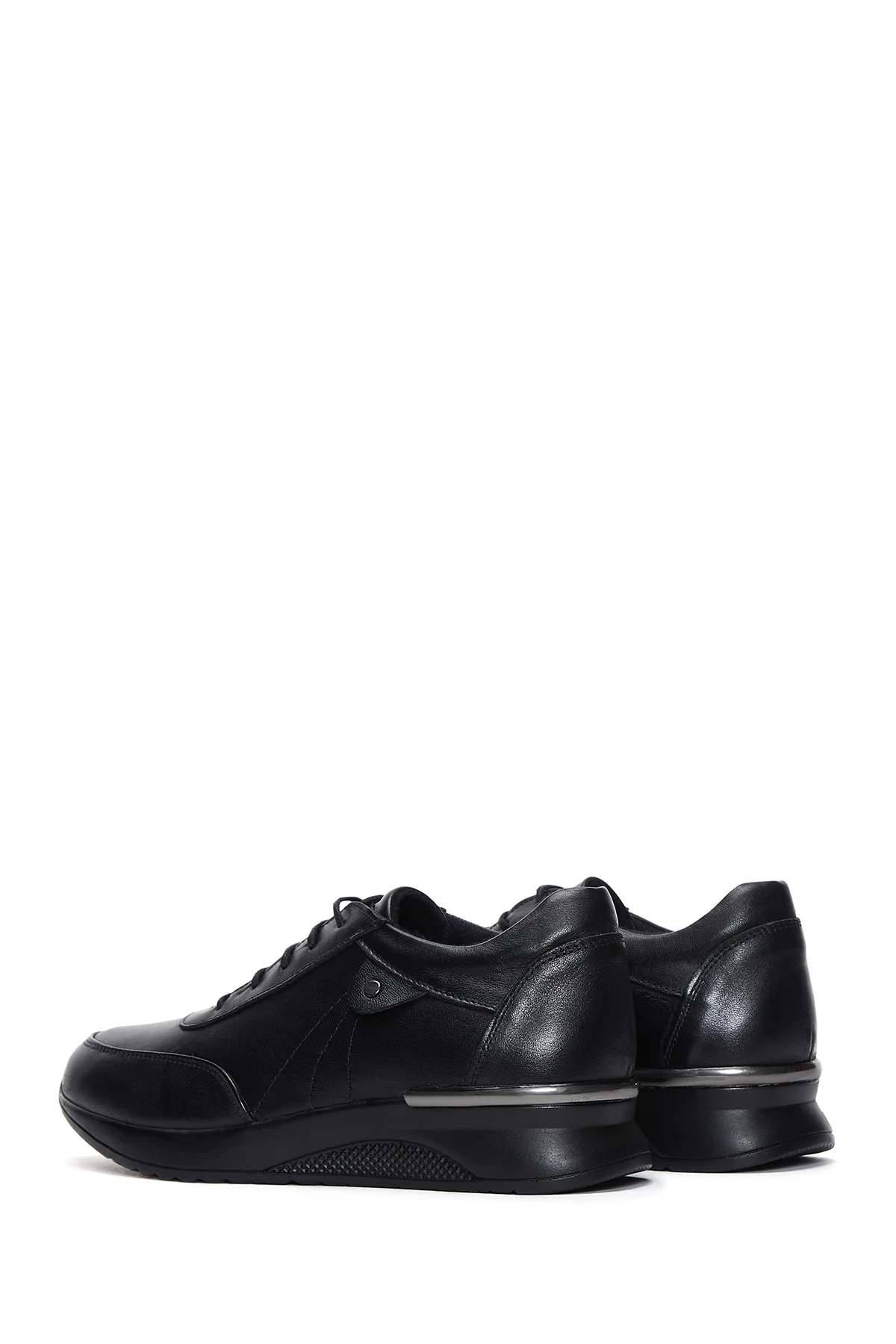 Kadın Siyah Deri Casual Sneaker - Image 5