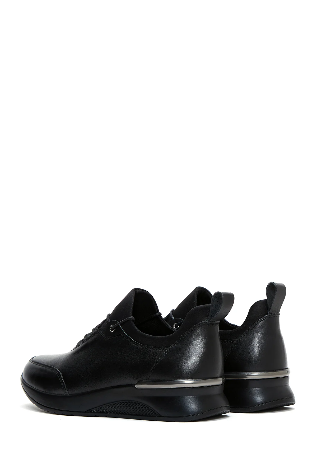 Kadın Siyah Deri Casual Sneaker - Image 5