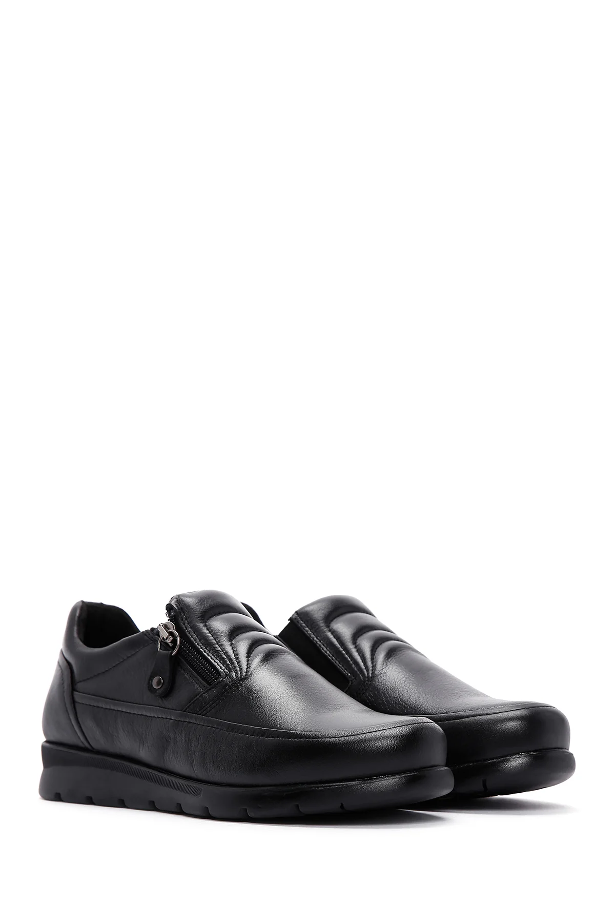 Kadın Siyah Deri Comfort Casual Ayakkabı - Image 3