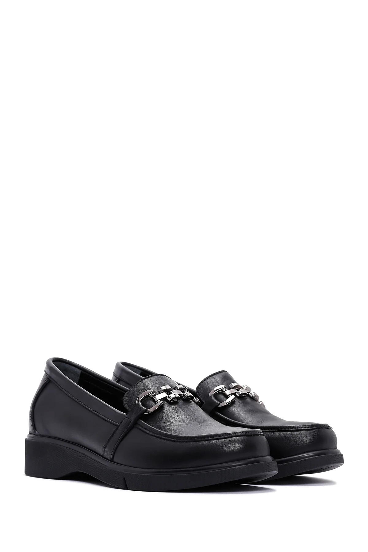 Kadın Siyah Deri Comfort Loafer - Image 3