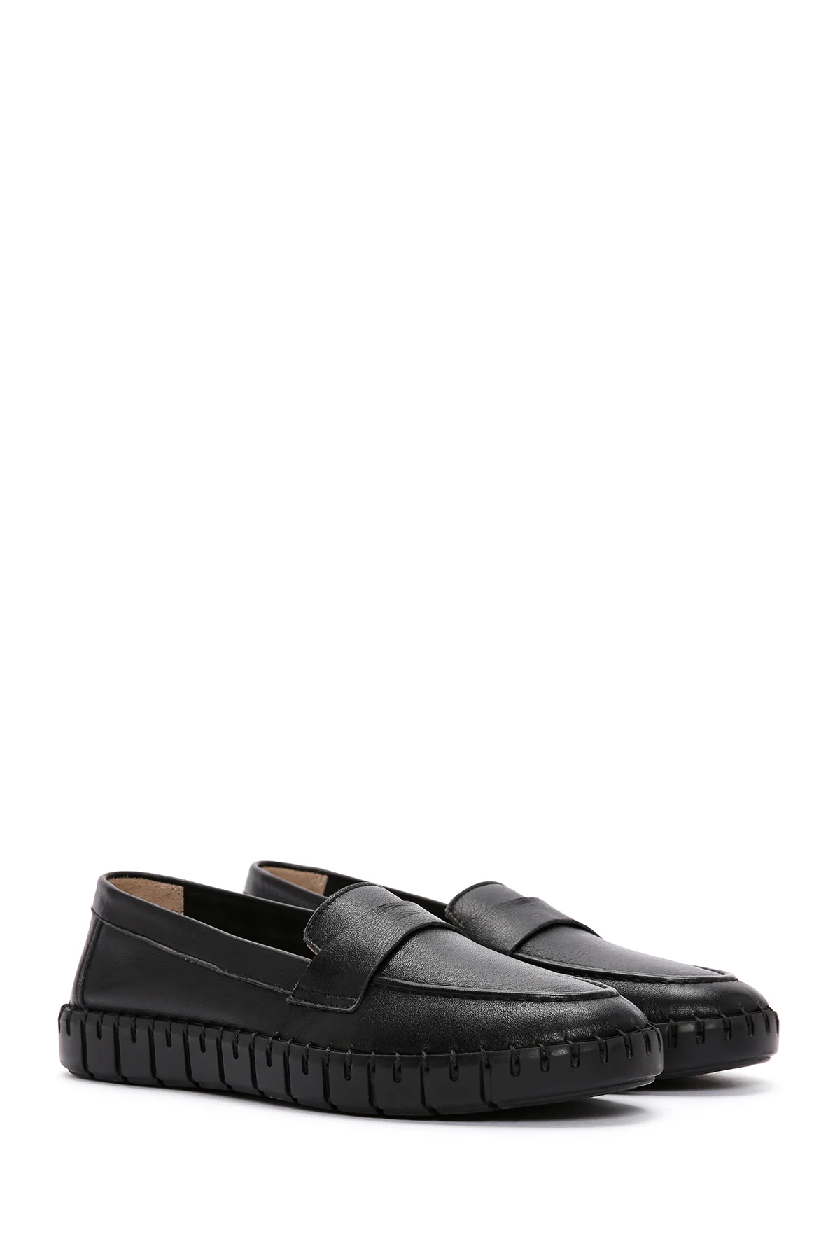Kadın Siyah Deri Comfort Loafer - Image 3