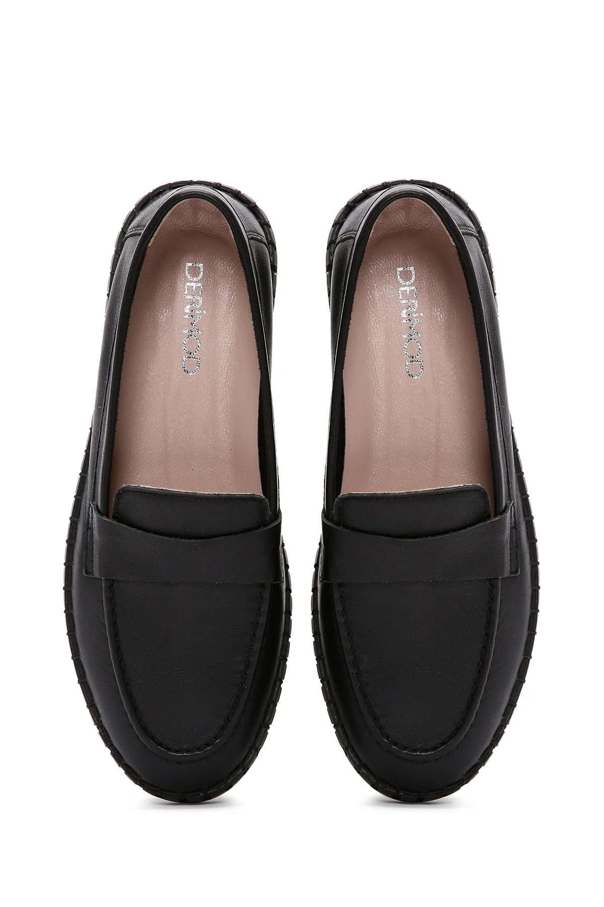 Kadın Siyah Deri Comfort Loafer - Image 7
