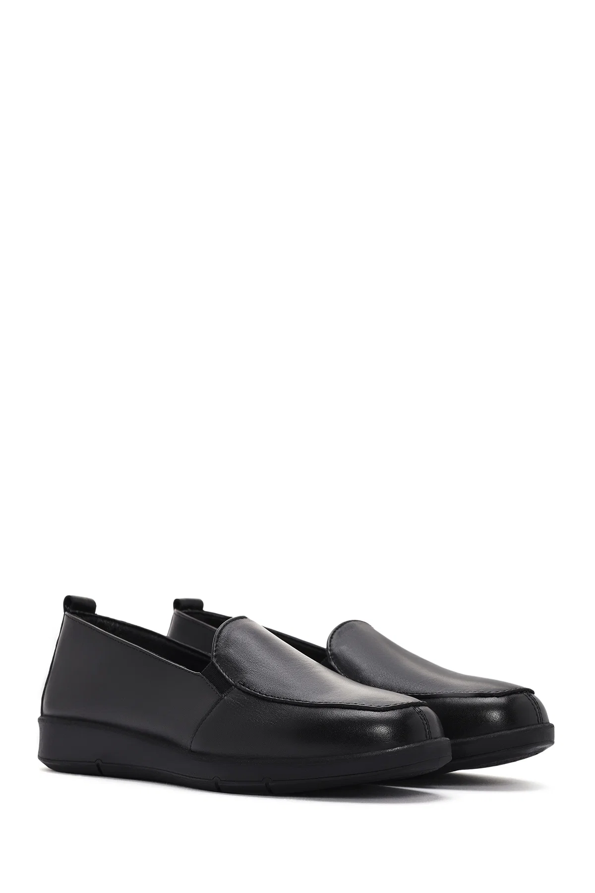 Kadın Siyah Deri Comfort Loafer - Image 3