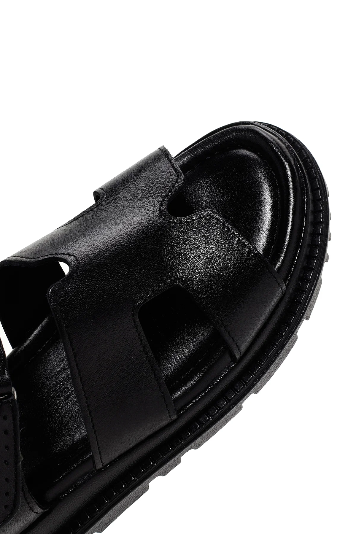 Kadın Siyah Deri Comfort Sandalet - Image 12