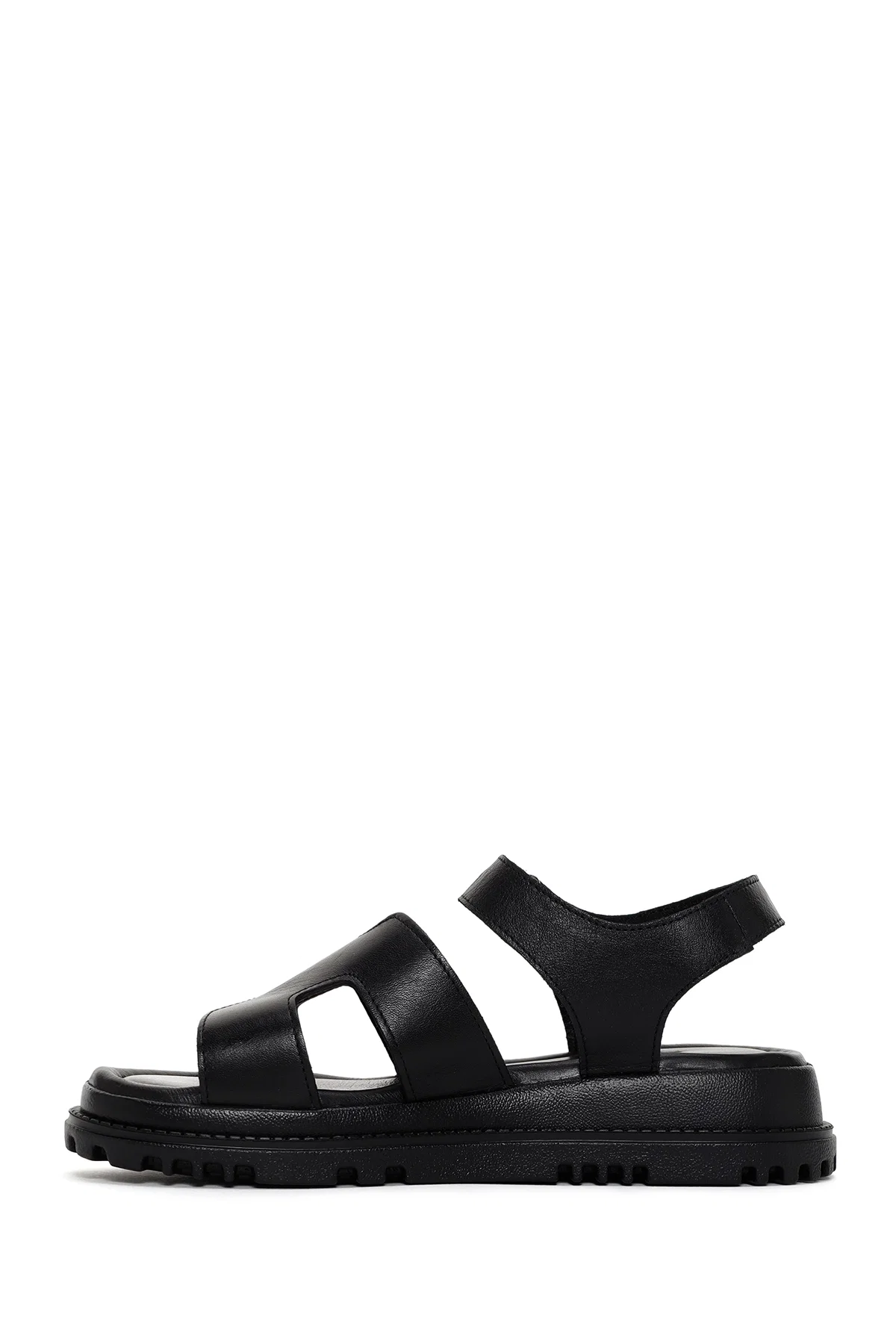 Kadın Siyah Deri Comfort Sandalet - Image 2