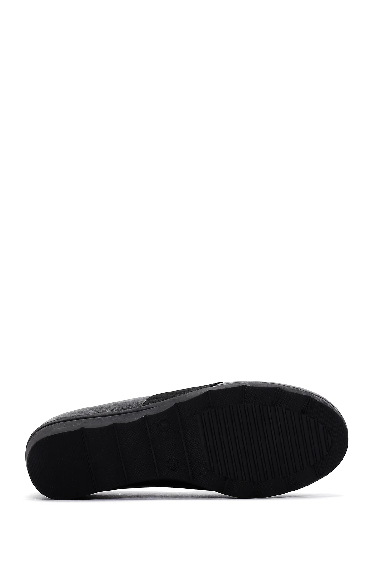 Kadın Siyah Deri Dolgu Topuk Comfort Ayakkabı - Image 4