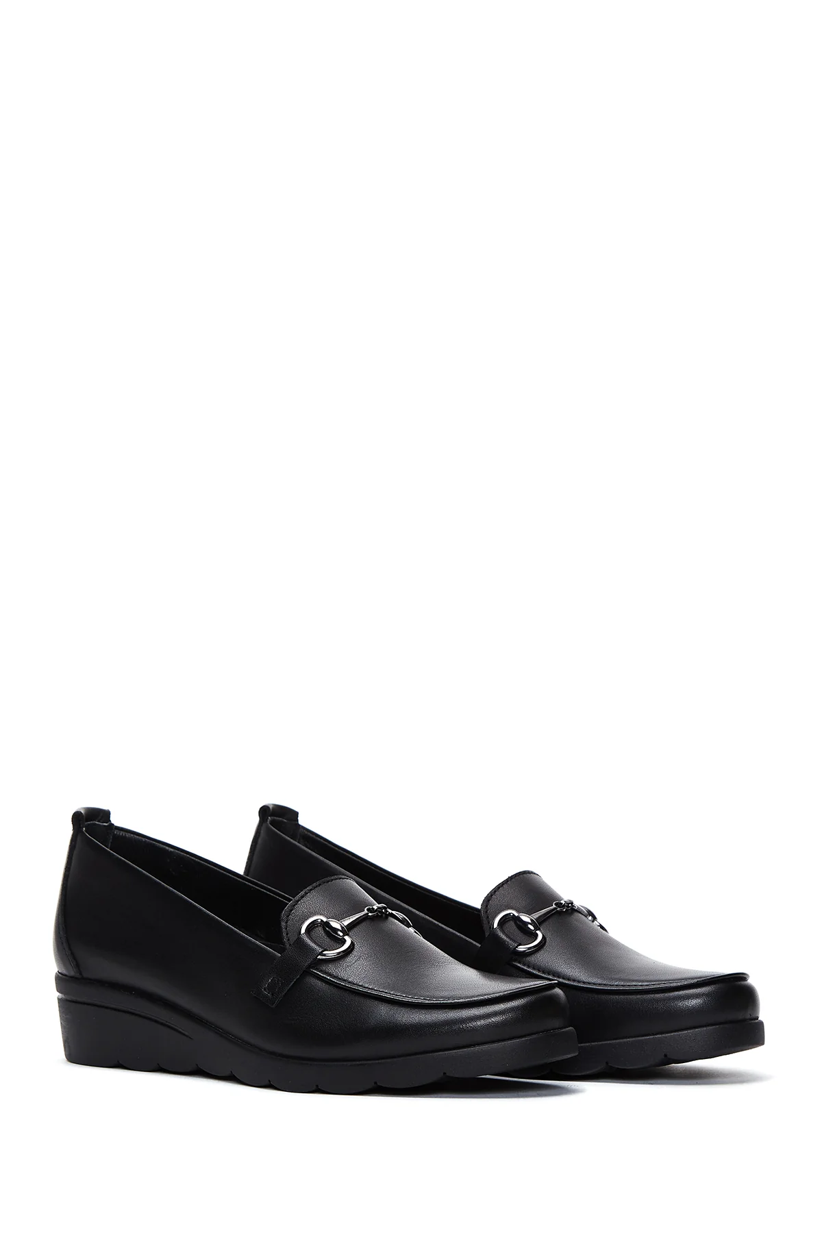 Kadın Siyah Deri Dolgu Topuklu Comfort Loafer - Image 4