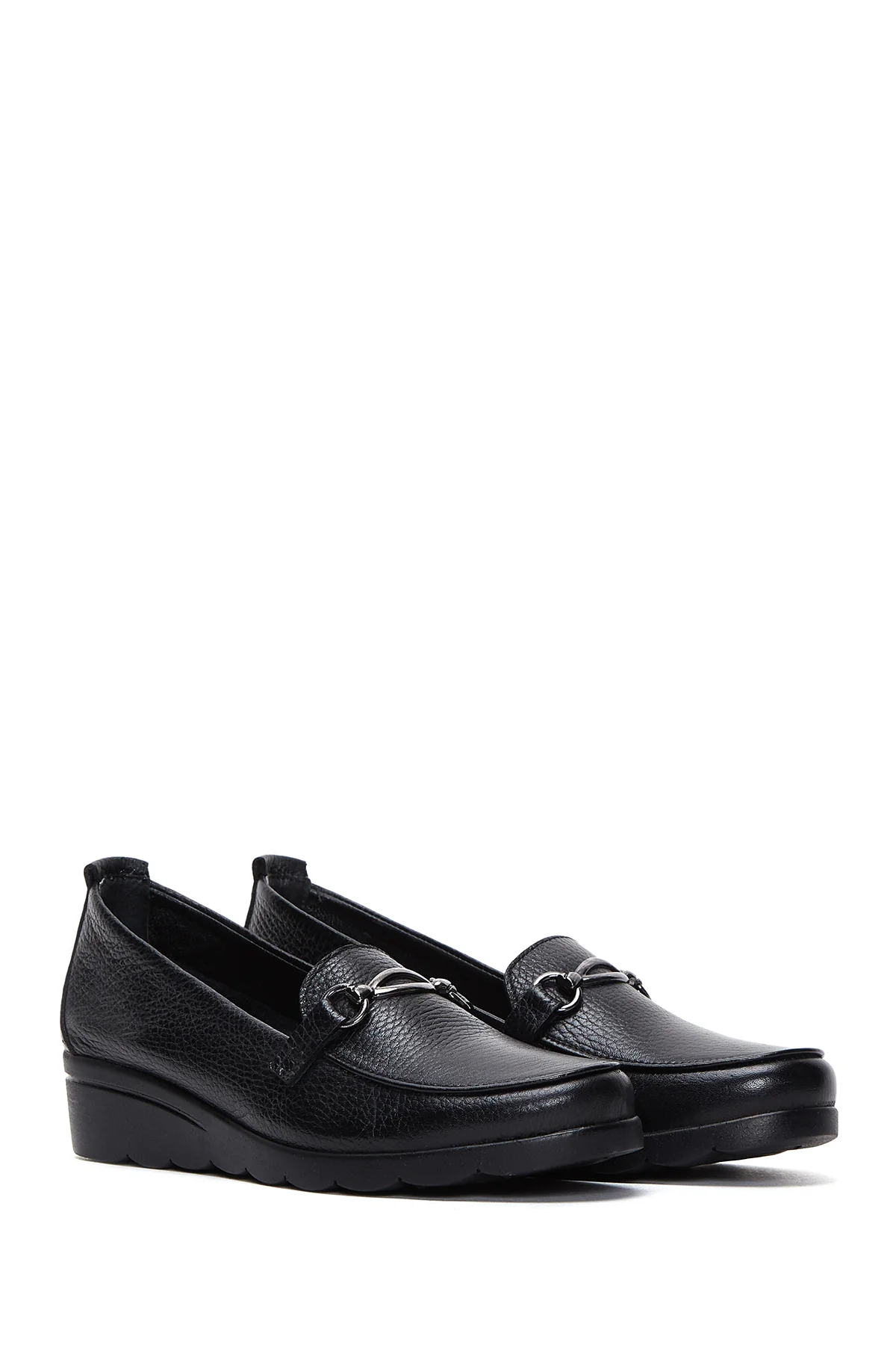 Kadın Siyah Deri Dolgu Topuklu Comfort Loafer - Image 3