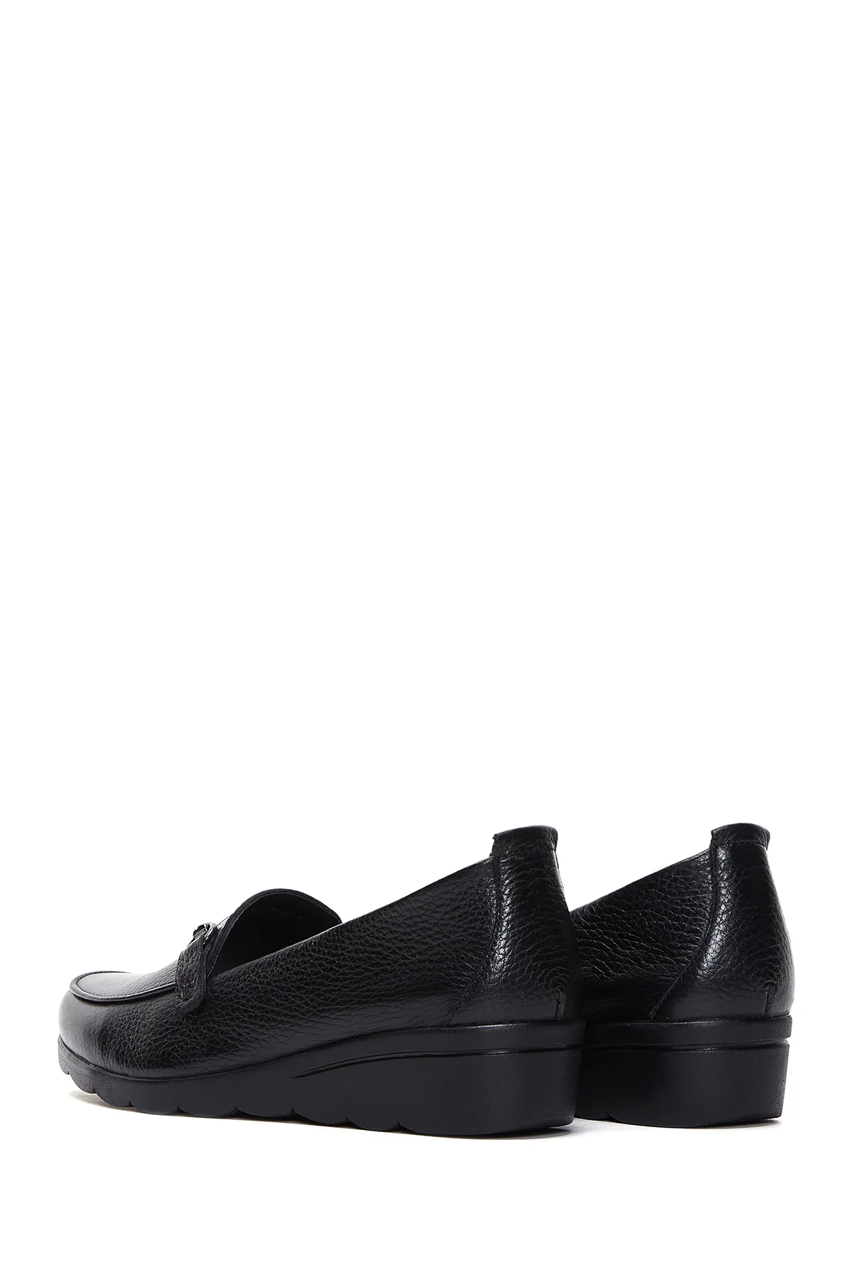 Kadın Siyah Deri Dolgu Topuklu Comfort Loafer - Image 5