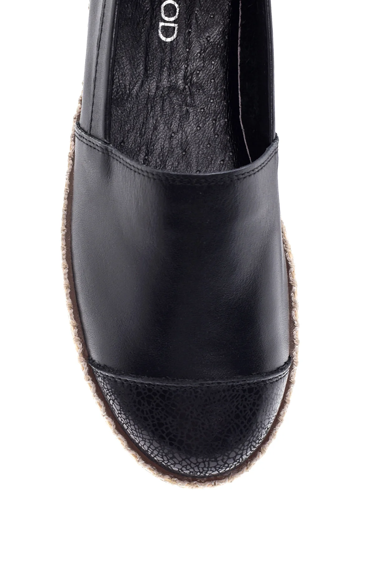 Kadın Siyah Deri Espadril - Image 6